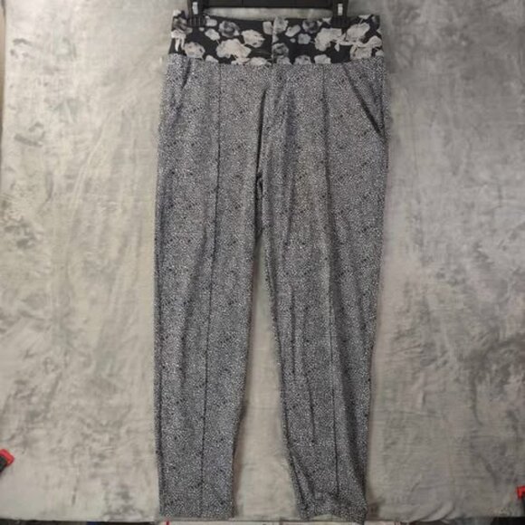 Lululemon Women 4 Navy&White Floral Dress Pants Straight Stretchy Casual office - Picture 1 of 9